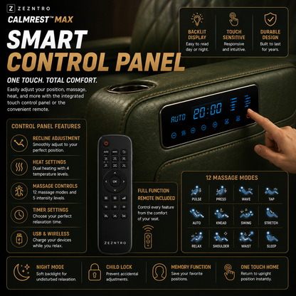 ZEZNTRO CALMREST MAX Zero Gravity Smart Recliner - Smart Controls