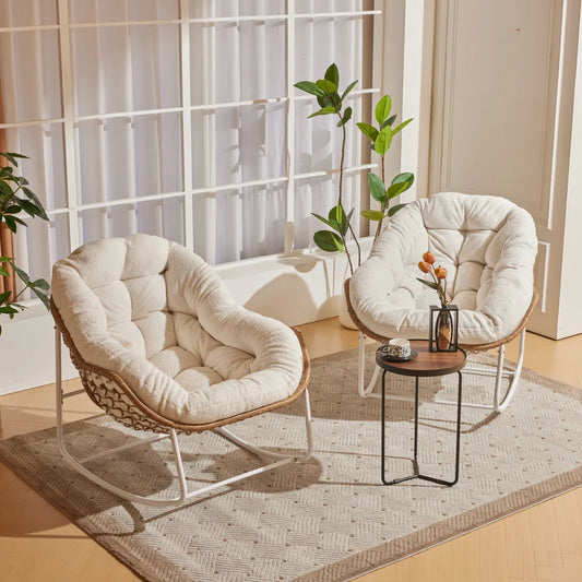 ZEZNTRO Wicker Outdoor Chair Set of 2 - White Outdoor Chair
