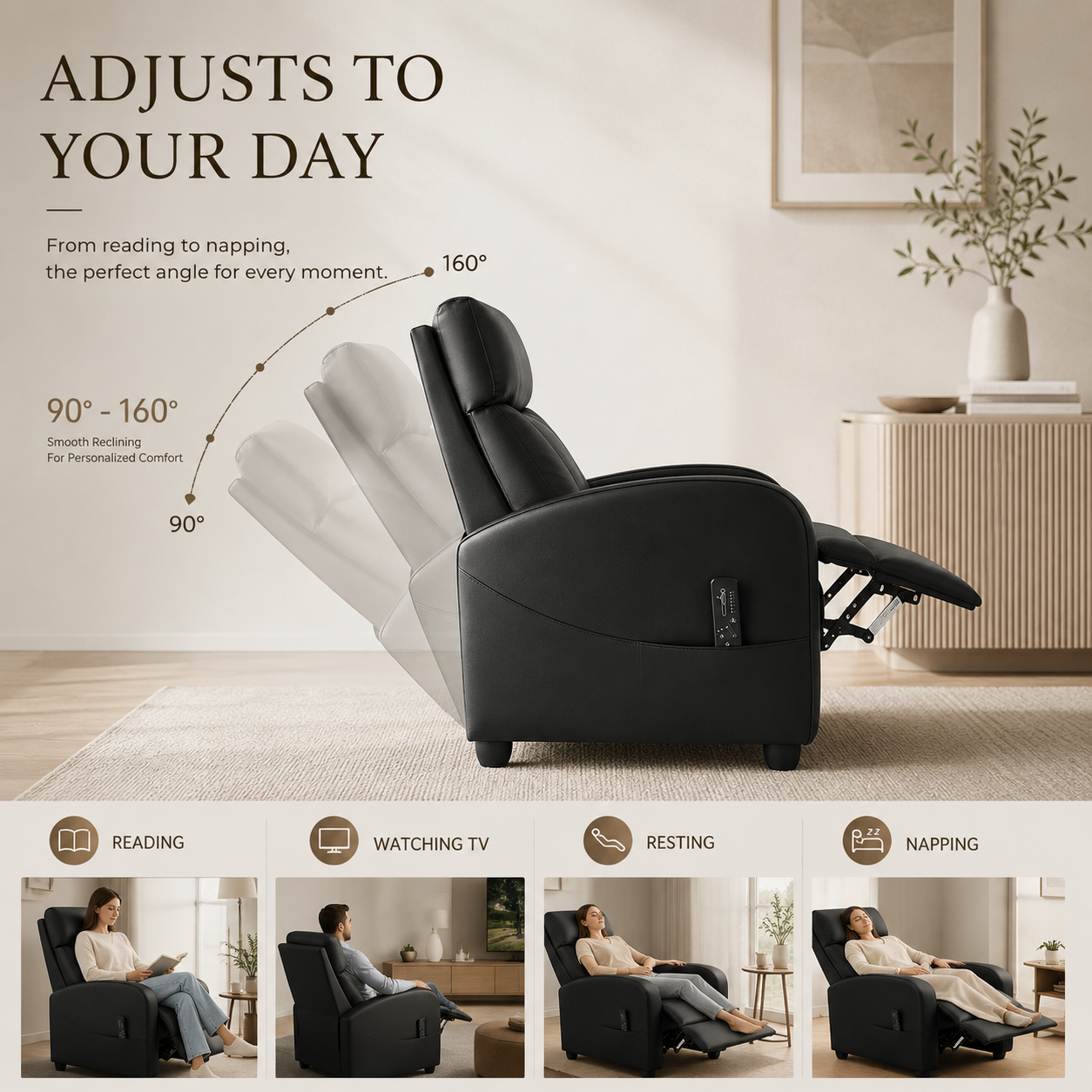 ZEZNTRO CALMREST Massage Recliner Chair - Side Profile