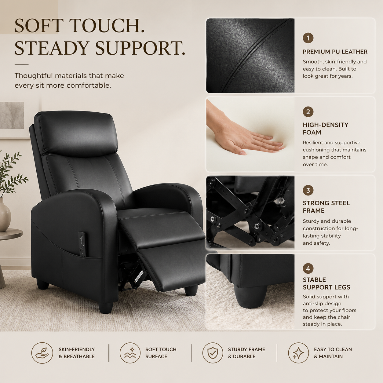 ZEZNTRO CALMREST Massage Recliner Chair - Armrest Detail